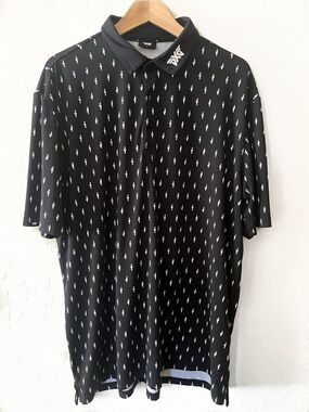 PXG Black Polo with Cactus Print Size L